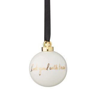 kate spade NEW YORK Ornament White Porcelain "look good with tinsel" BRAND-NEW